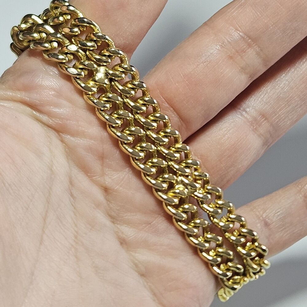 Vintage Goldette NY Gold Tone bracelet 6.75” Chunky Chain Layered - Picture 2 of 16
